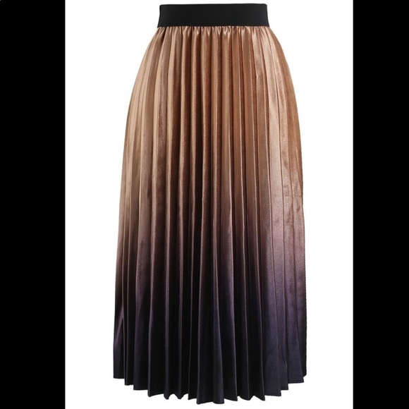 ChicWish Caramel Gradient Velvet Midi Skirt - Picture 1 of 6